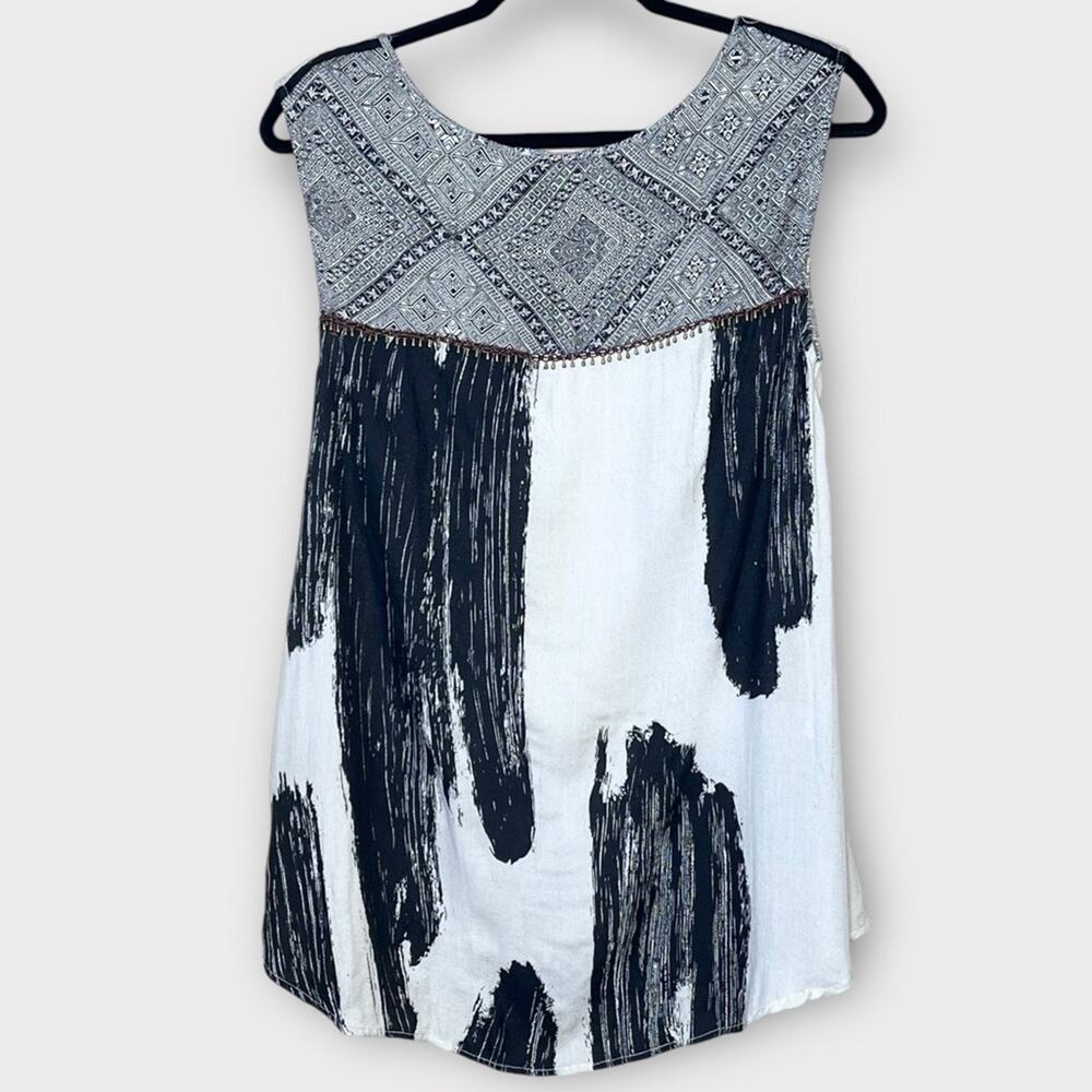 ANTHROPOLOGIE Floreat ink brushstroke tank w/sequin & bead detail size 0 - Picture 4 of 6